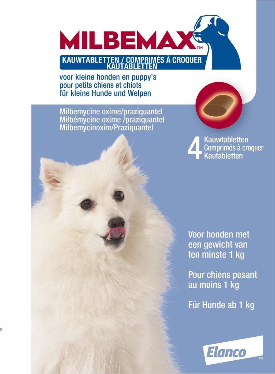 Milbemax Kauwtabletten Hond Klein Chewy 4 tabl. en lt5kg