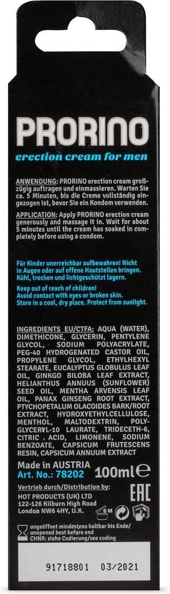 Hot Ero Prorino Erection Cream Men