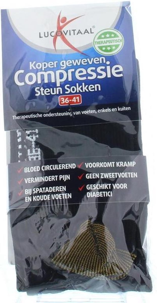 Lucovitaal Koper Geweven Compressie Steun Sokken Maat 36-41