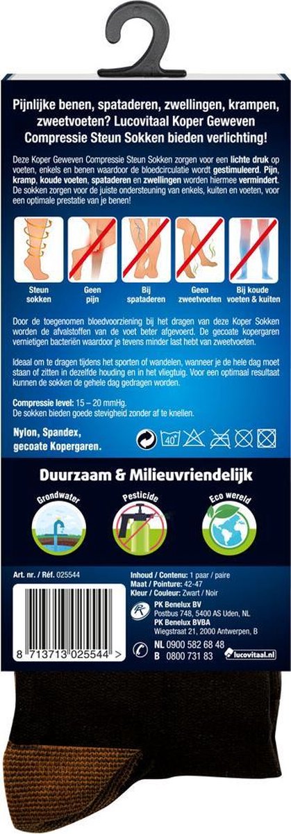 Lucovitaal Koper Geweven Compressie Steun Sokken Maat 36-41