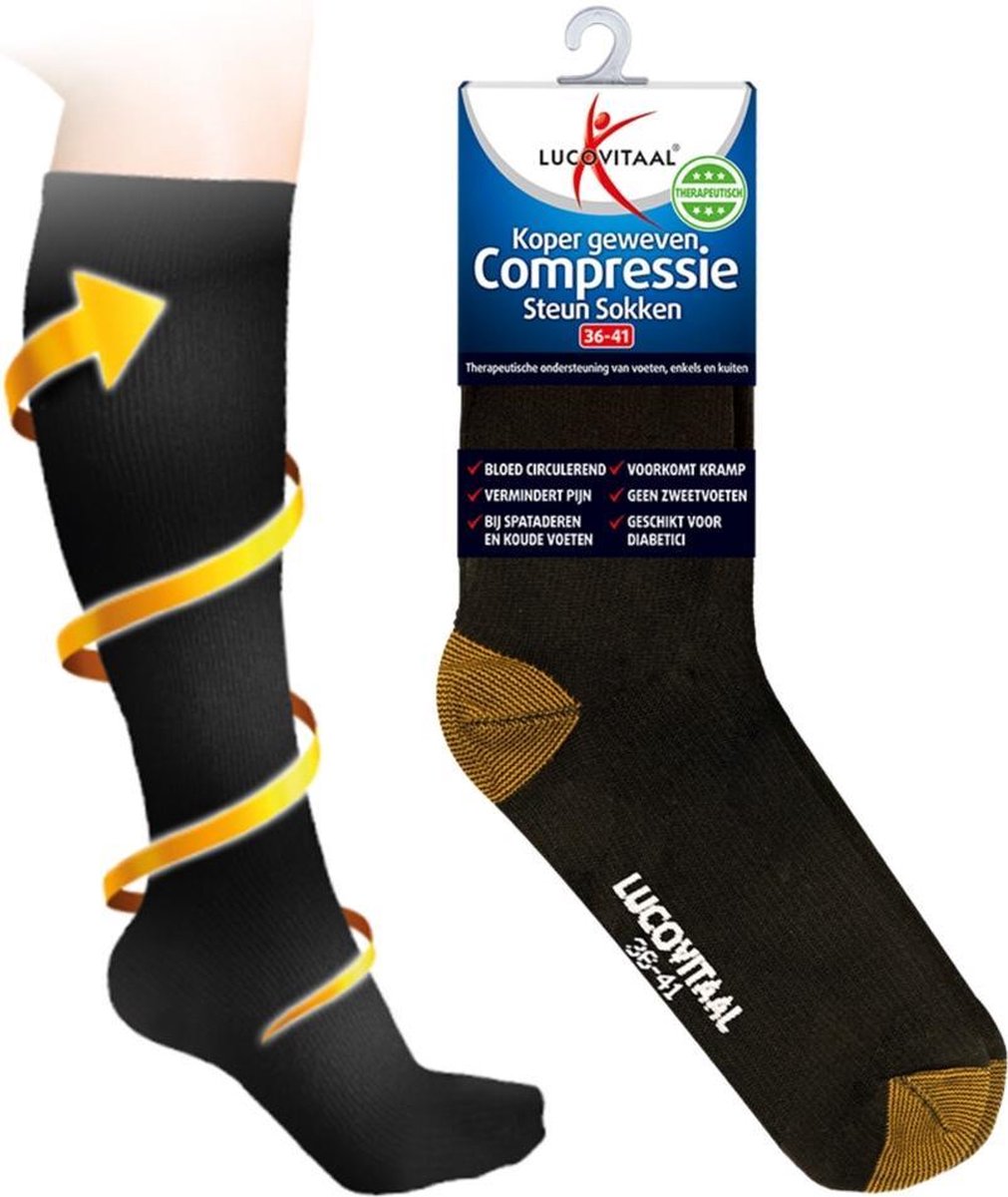 Lucovitaal Koper Geweven Compressie Steun Sokken Maat 36-41