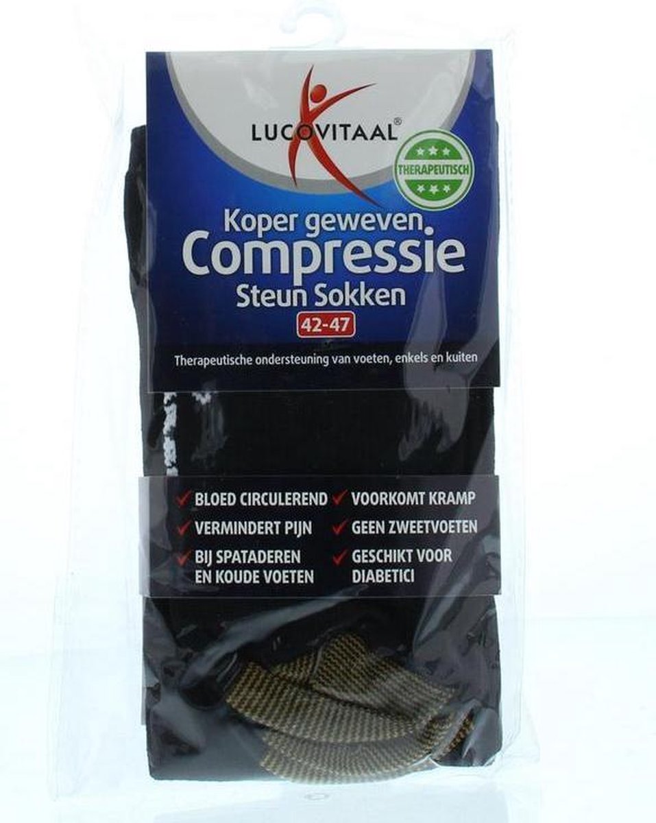 Lucovitaal Koper Geweven Compressie Steun Sokken Maat 42-47