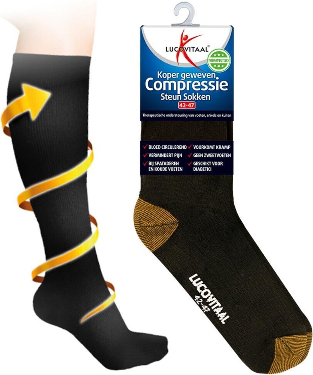 Lucovitaal Koper Geweven Compressie Steun Sokken Maat 42-47