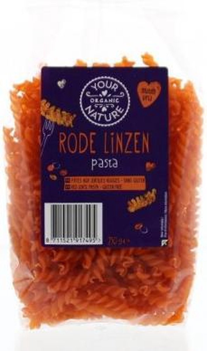 Your Organic Nature Rode Linzen Pasta Glutenvrij