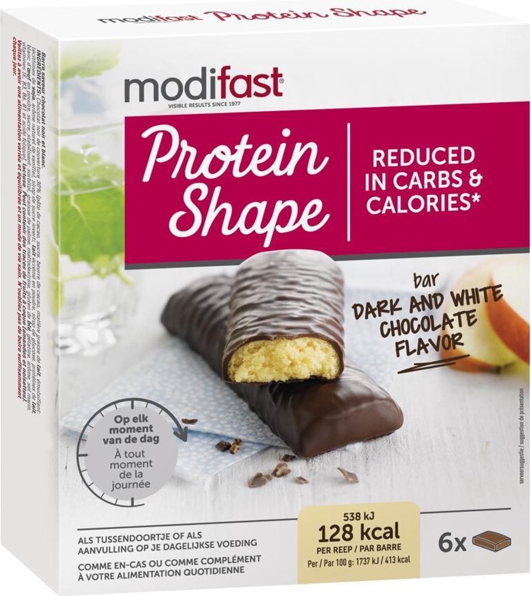 Modifast Protein Shape Reep Pure andte Chocolade - Wit