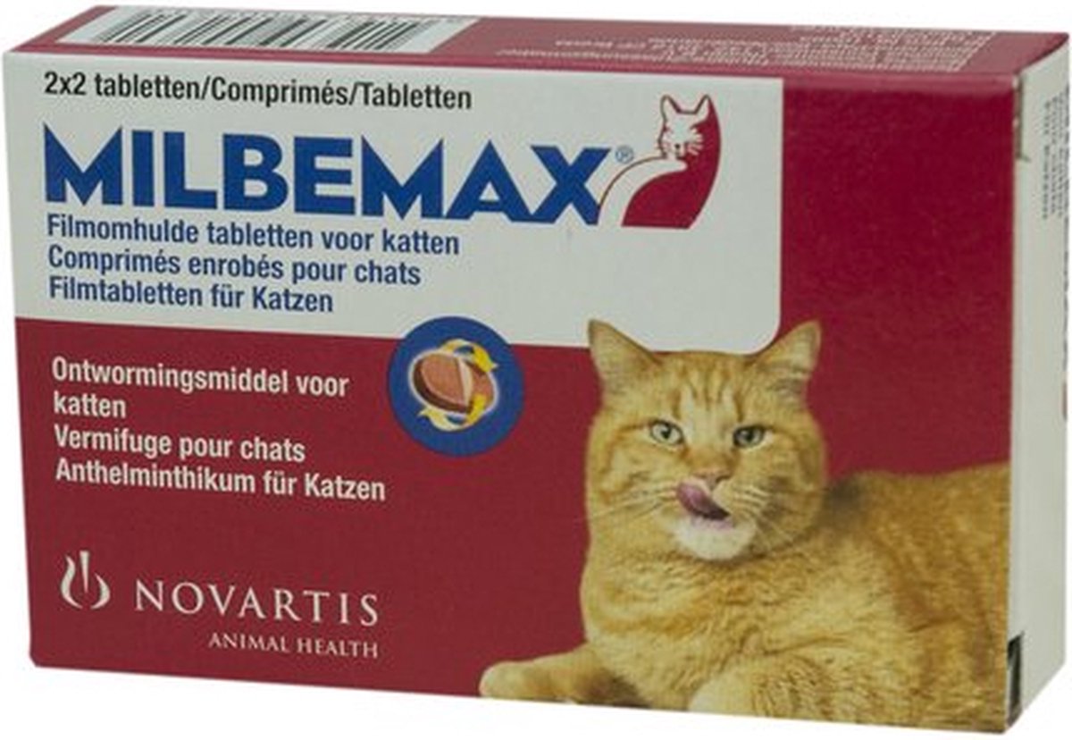 Milbemax Tabletten Kat Groot 4 tabl. groter dan 2kg - Rood