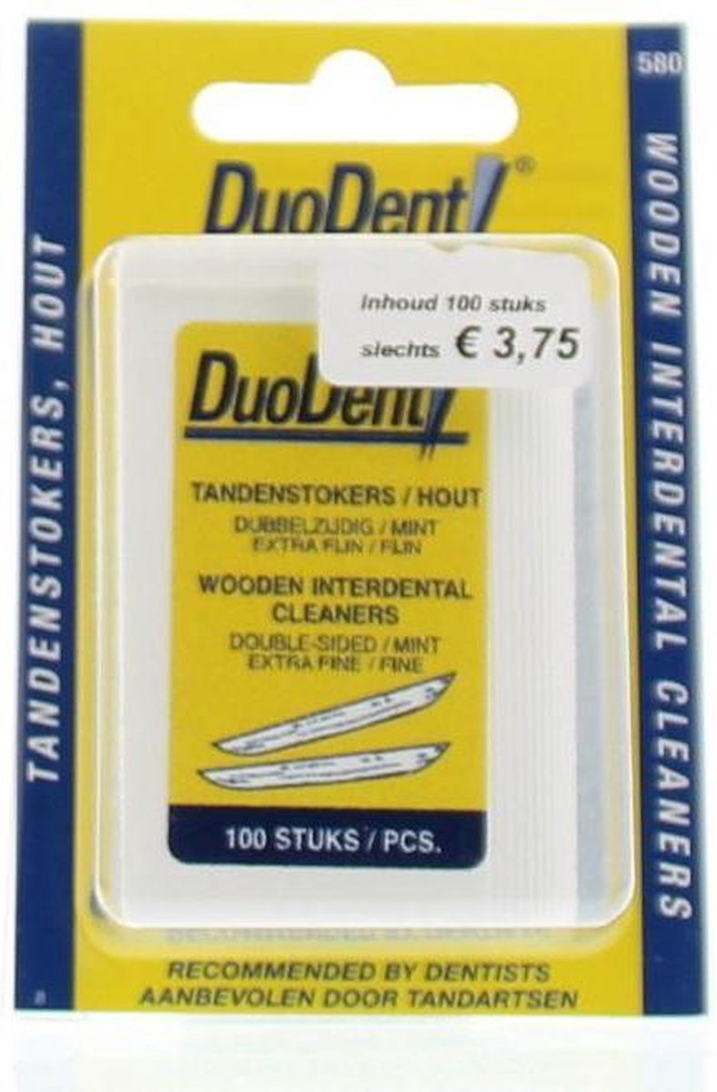 Duodent Tandenstokers Hout Fijn Mint 580 100stuks