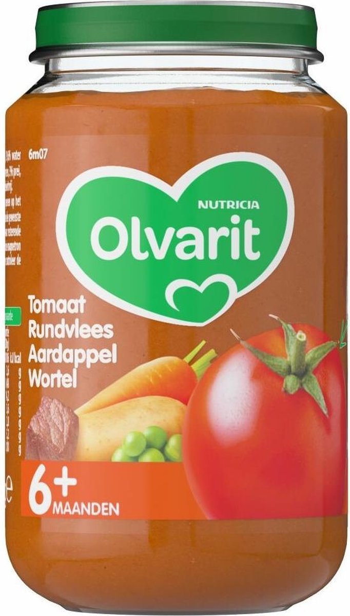 Olvarit 6m07 Tomaat Rundvlees Aardappel Wortel 200gram