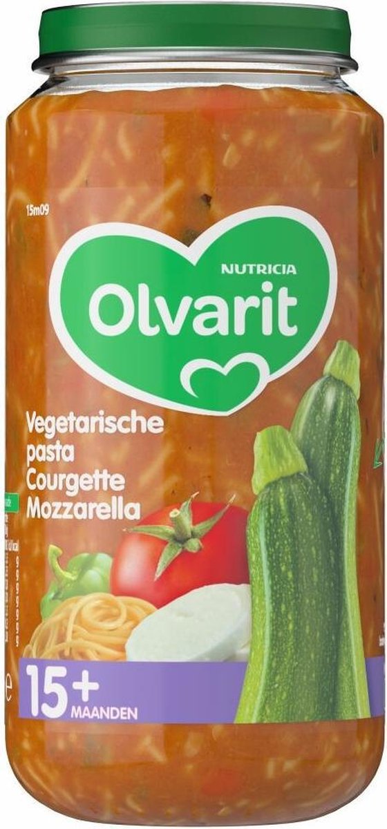 Olvarit 15m Vegetarische Pasta Courgette Mozzarella 250gram