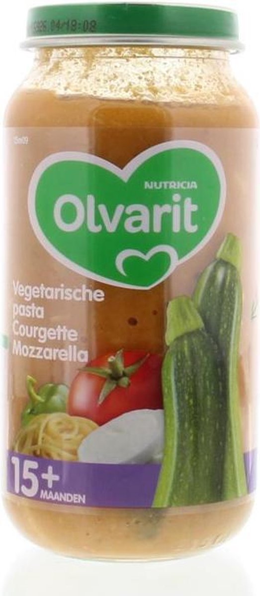 Olvarit 15m Vegetarische Pasta Courgette Mozzarella 250gram