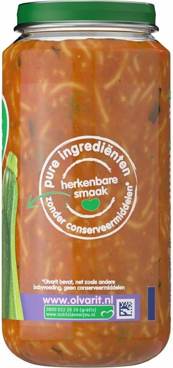 Olvarit 15m Vegetarische Pasta Courgette Mozzarella 250gram