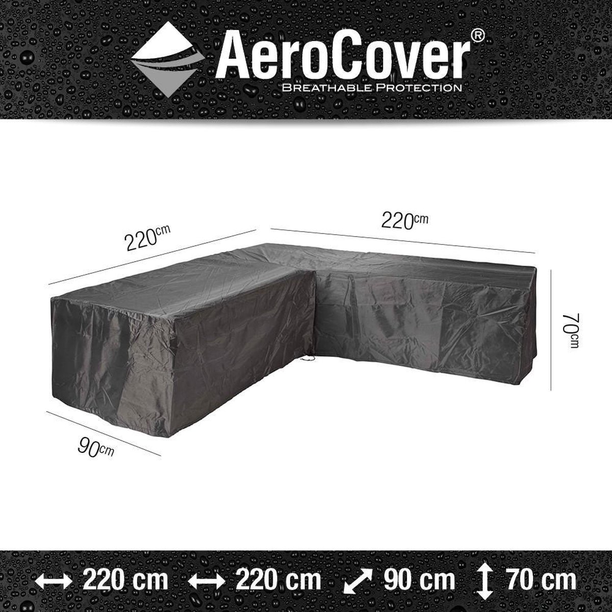 AeroCover Loungesethoes B 220 x D 90 cm - Grijs