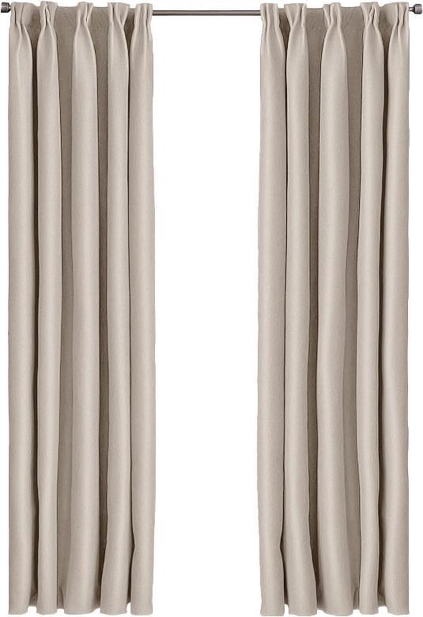 Larson - Luxe Verduisterend Gordijn Met Haken - 300x250cm - - Beige