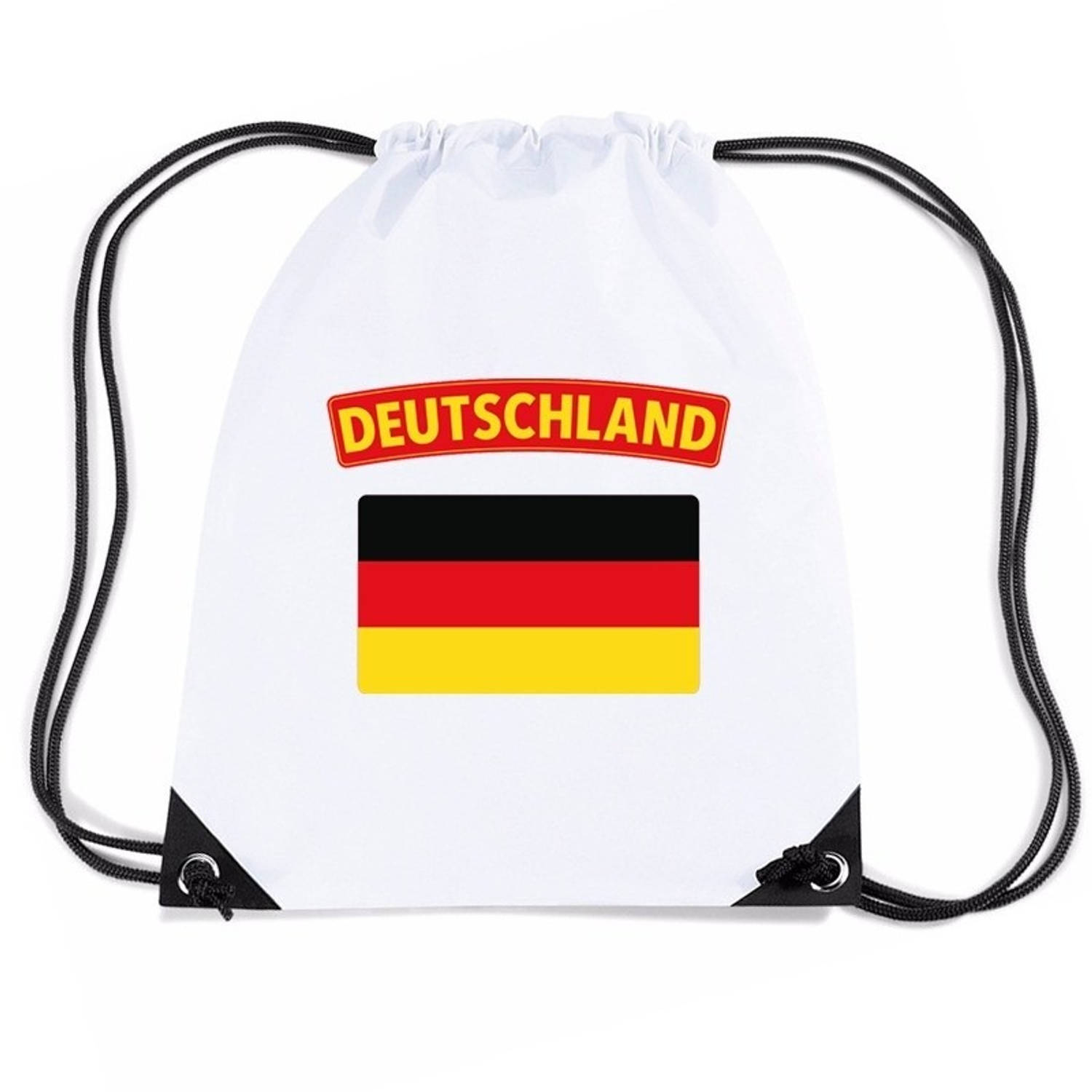 Bellatio Decorations Duitsland Nylon Rijgkoord Rugzak/ Sporttas Met Duitse Vlag - Wit