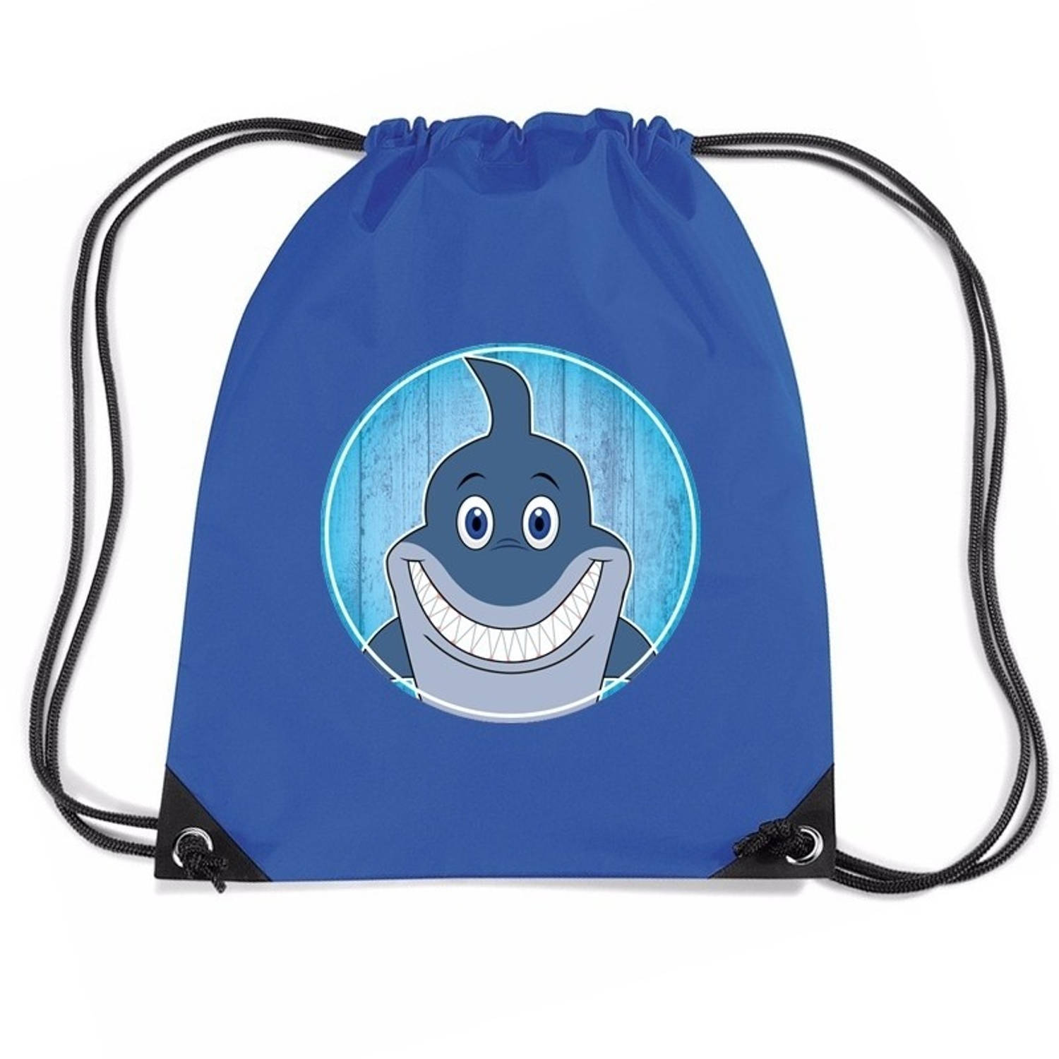 Bellatio Decorations Haaien Rijgkoord Rugtas / Gymtas 11 Liter - Voor Kinderen - Blauw