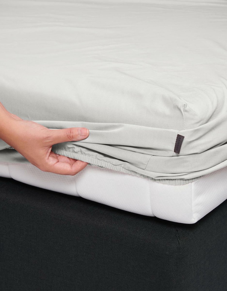 Essenza Premium Percale Katoen Hoeslaken Extra Hoog - 100% Percale Katoen - Lits-jumeaux (160x200 Cm) - - Silver