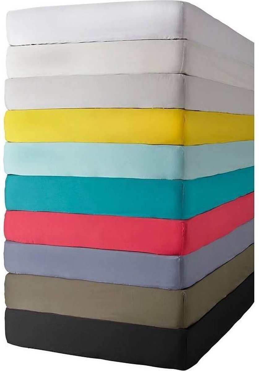 Essenza Premium Percale Katoen Hoeslaken Extra Hoog - 100% Percale Katoen - Lits-jumeaux (160x200 Cm) - - Silver