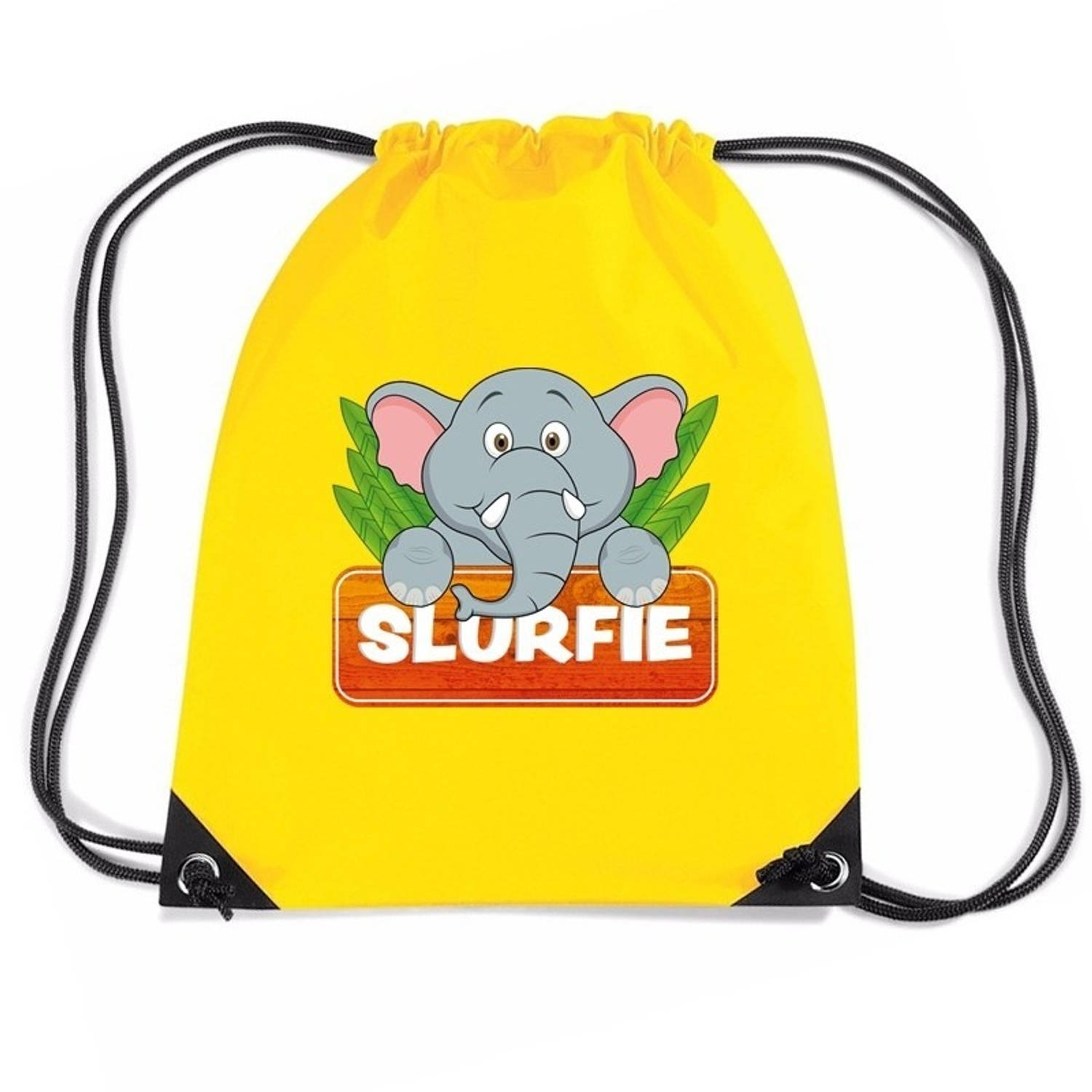 Bellatio Decorations Slurfie De Olifant Rijgkoord Rugtas / Gymtas 11 Liter - Voor Kinderen - Geel