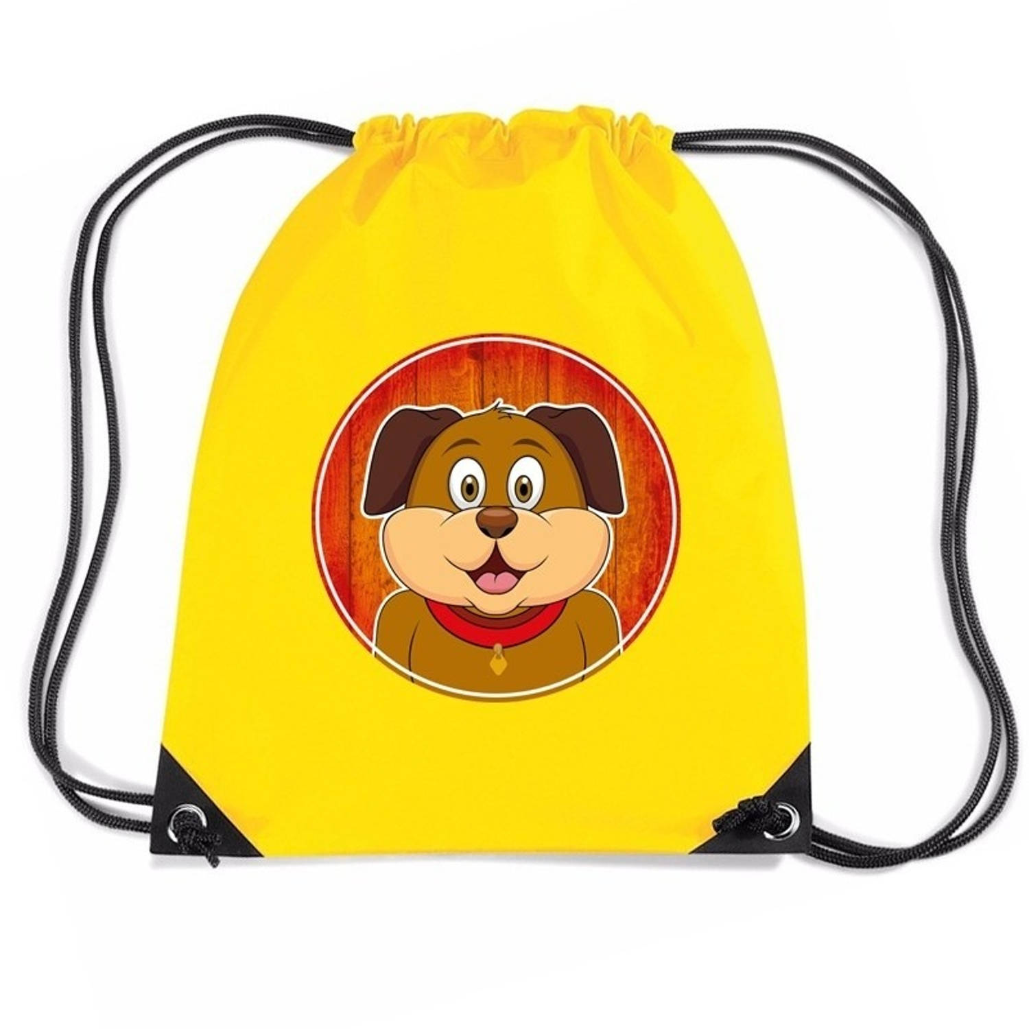 Bellatio Decorations Honden Rijgkoord Rugtas / Gymtas 11 Liter - Voor Kinderen - Geel