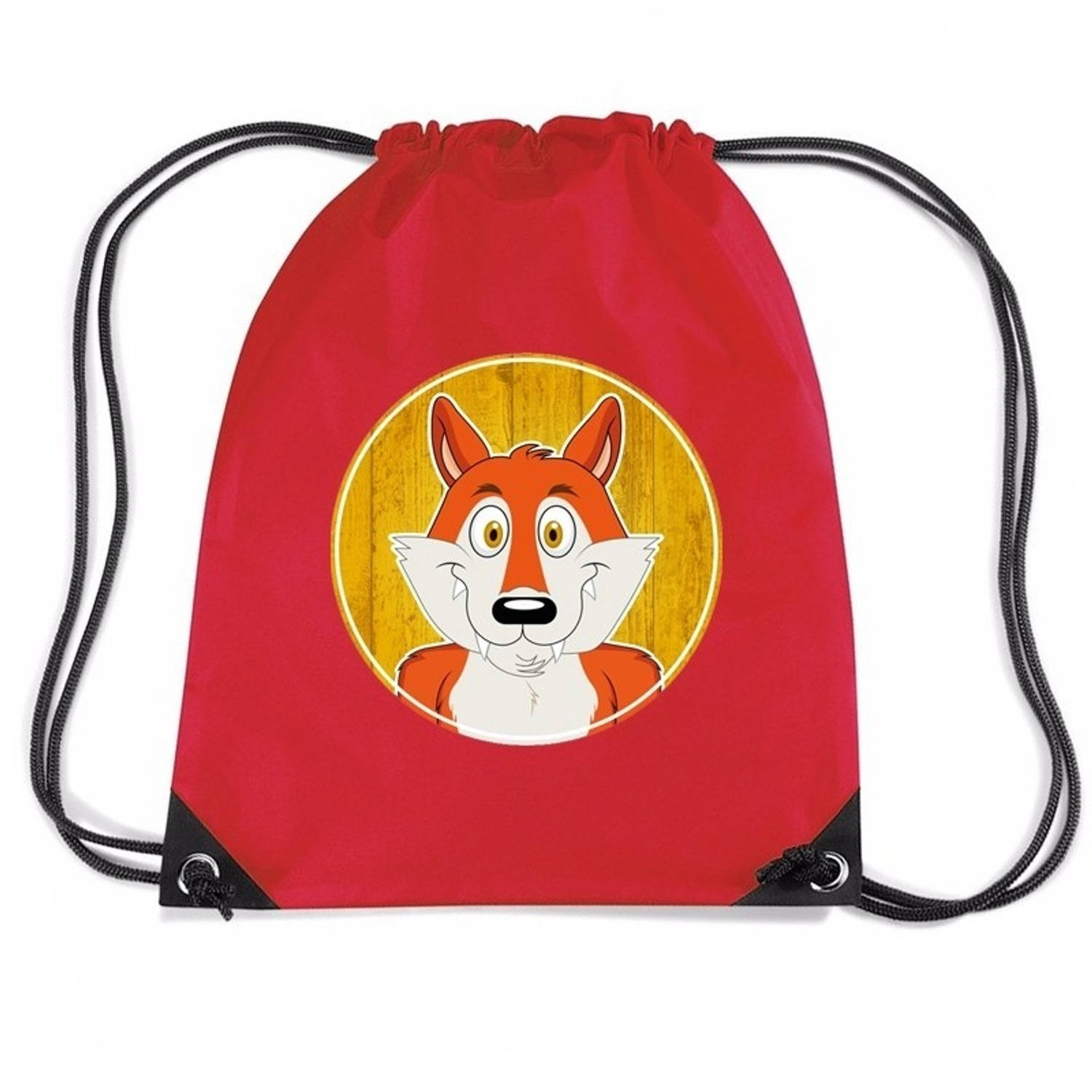 Bellatio Decorations Vossen Rijgkoord Rugtas / Gymtas 11 Liter - Voor Kinderen - Rood