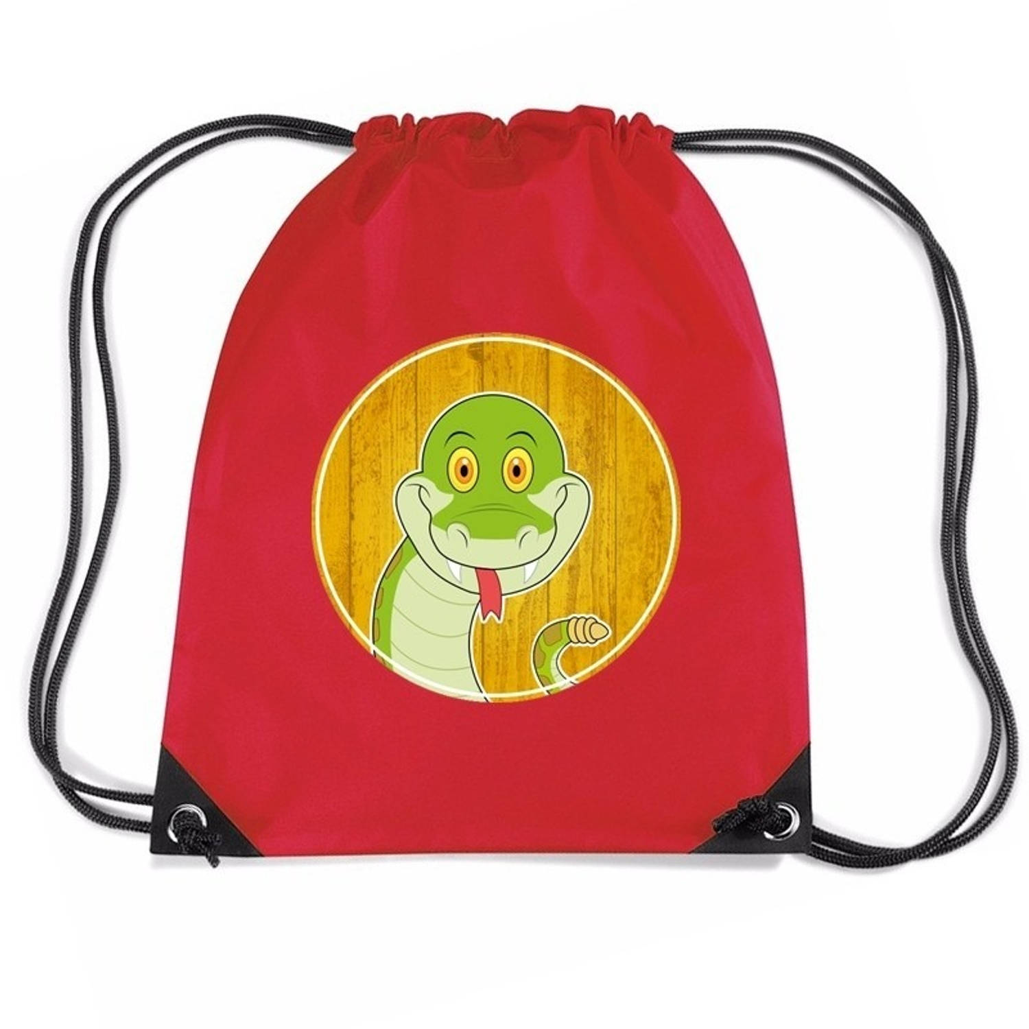 Bellatio Decorations Slangen Rijgkoord Rugtas / Gymtas 11 Liter - Voor Kinderen - Rood