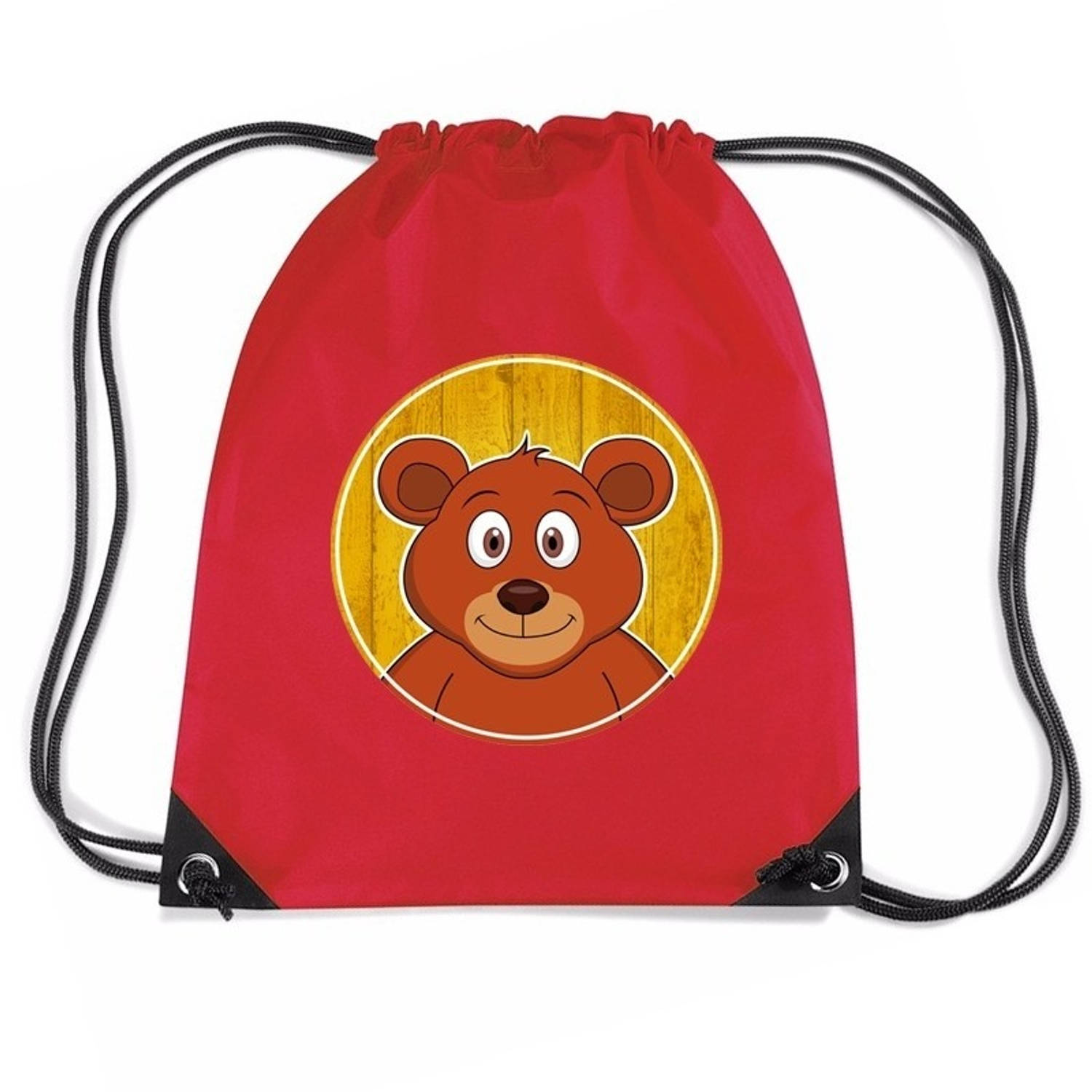 Bellatio Decorations Beren Rijgkoord Rugtas / Gymtas 11 Liter - Voor Kinderen - Rood