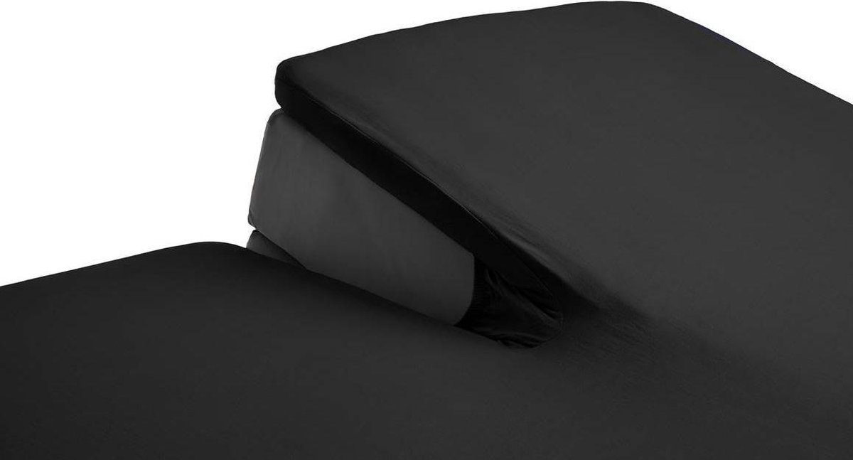 Beddinghouse Percale Katoen Split-topper Hoeslaken - 100% Percale Katoen - Lits-jumeaux (160x200 Cm) - Black - Zwart