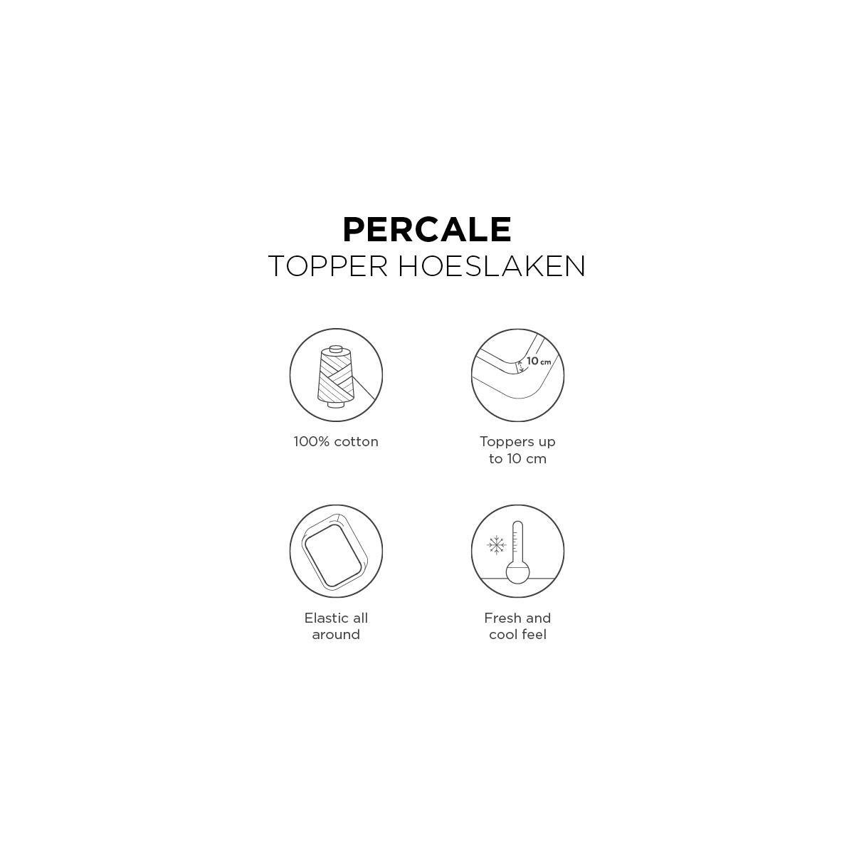 Beddinghouse Percale Katoen Topper Hoeslaken - 100% Percale Katoen - Lits-jumeaux (160x210/220 Cm) - White - Wit
