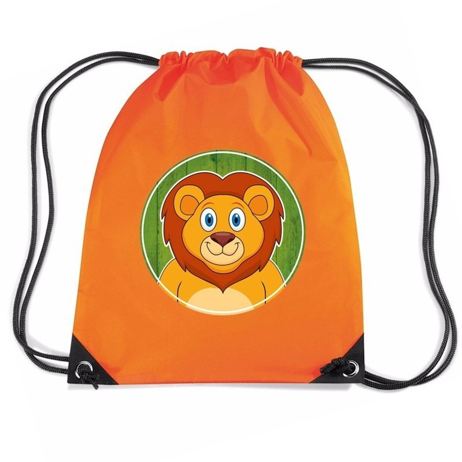 Bellatio Decorations Leeuwen Rijgkoord Rugtas / Gymtas 11 Liter - Voor Kinderen - Oranje