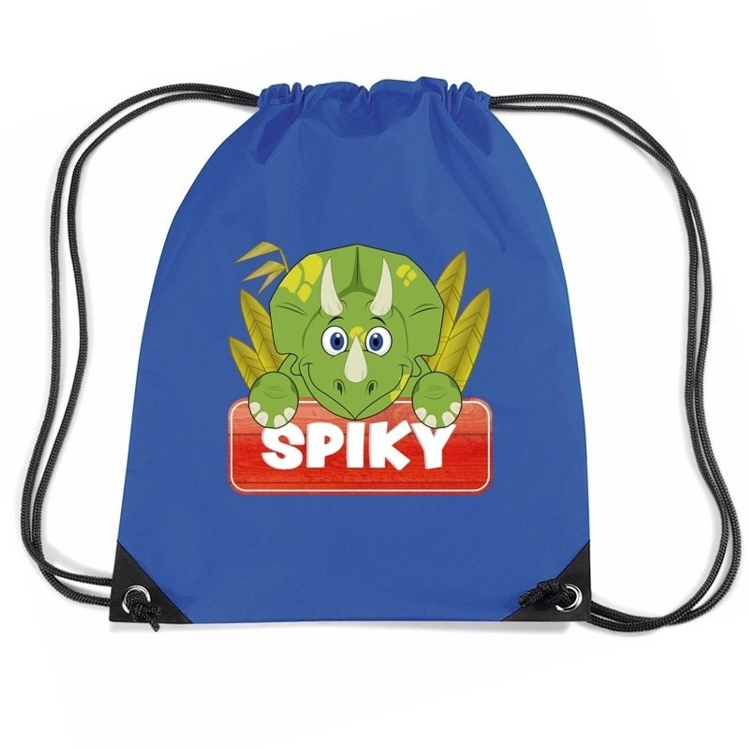 Bellatio Decorations Spiky De Dinosaurus Rijgkoord Rugtas / Gymtas 11 Liter - Voor Kinderen - Blauw