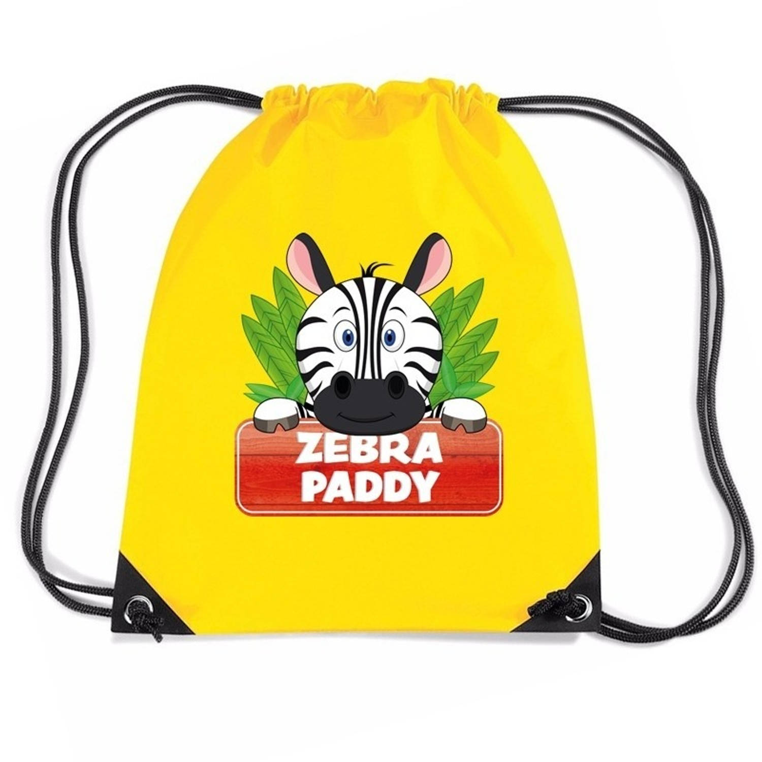 Bellatio Decorations Paddy De Zebra Rijgkoord Rugtas / Gymtas 11 Liter - Voor Kinderen - Geel