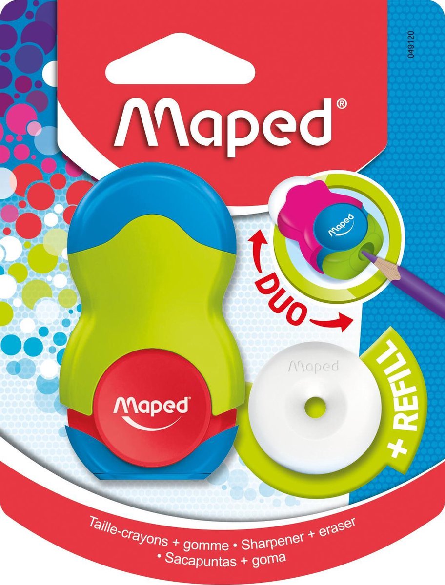 Maped Potloodslijper + Gom Loopy Soft Touch, Blister Met 1 Stuk