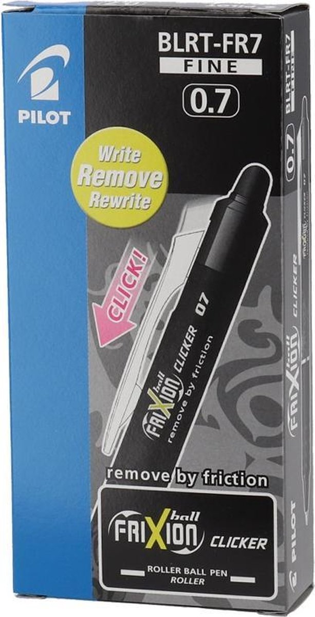 Pilot Intrekbare Roller Frixion Ball Clicker, Medium Punt, 0,7 Mm, - Zwart