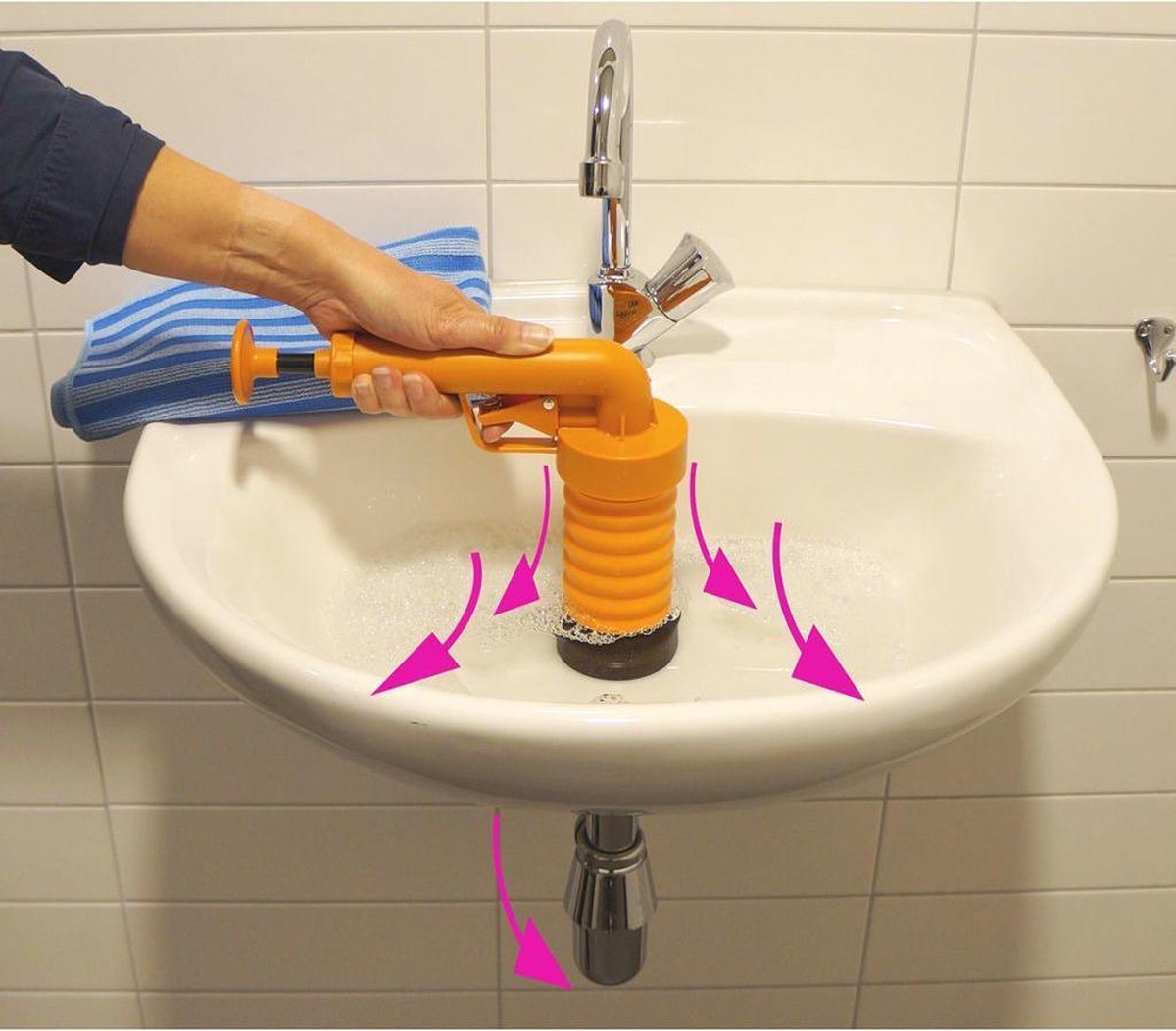 Drain Buster Afvoerontstopper Handmatig Oranje En - Zwart