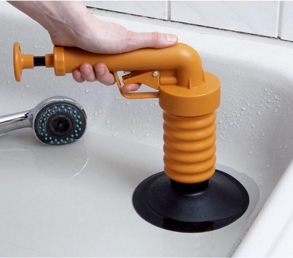 Drain Buster Afvoerontstopper Handmatig Oranje En - Zwart