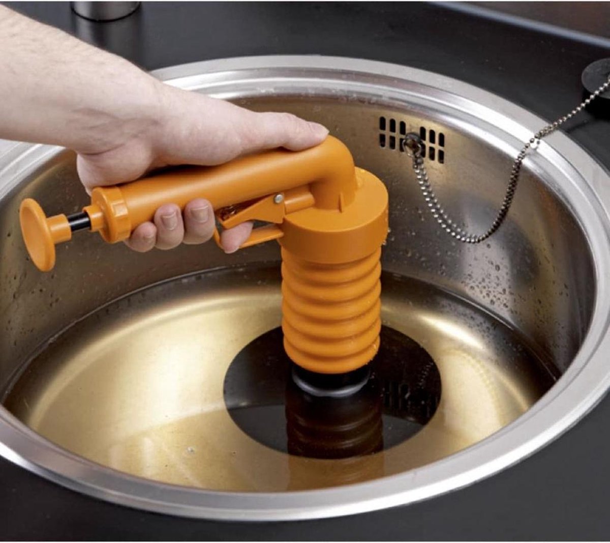 Drain Buster Afvoerontstopper Handmatig Oranje En - Zwart