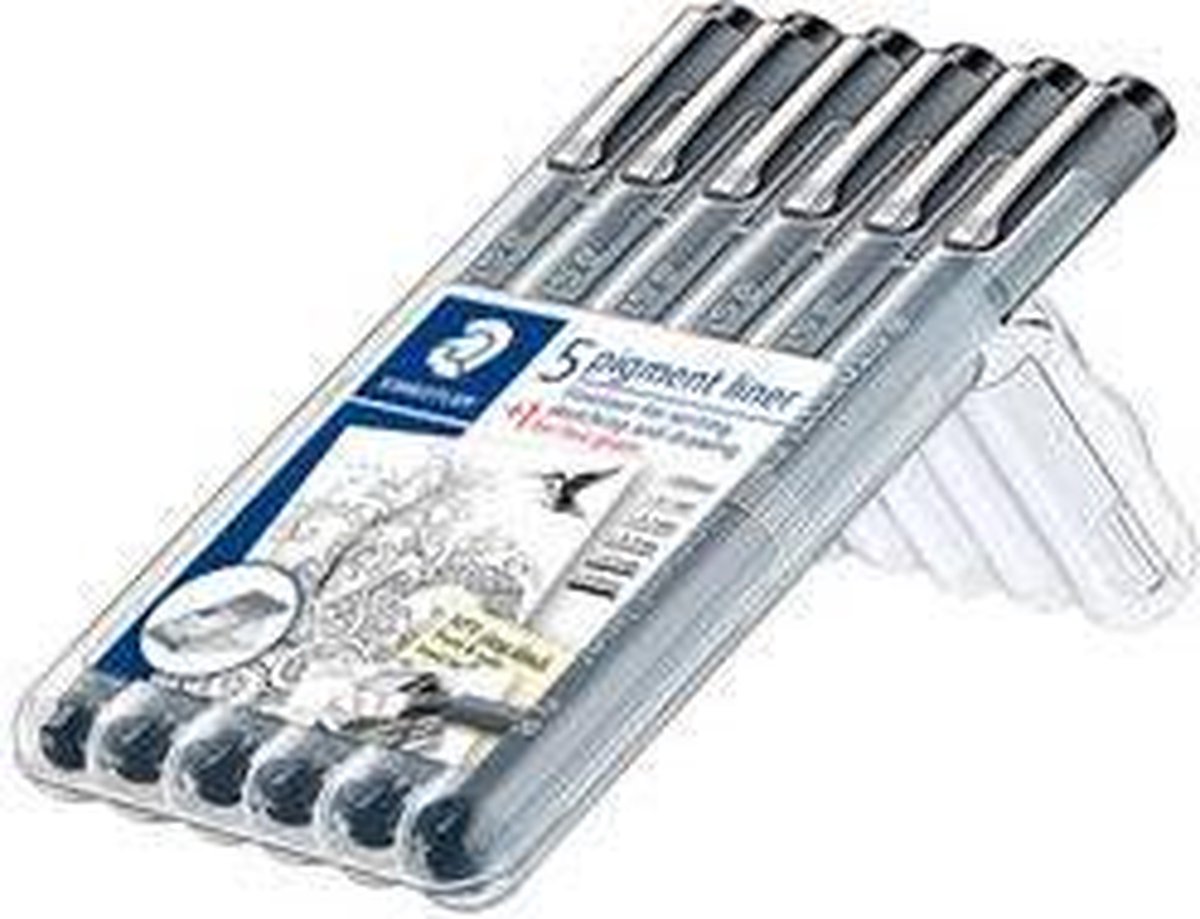 Staedtler Fineliner Pigment Liner Etui Van 4 + 2 - Wit
