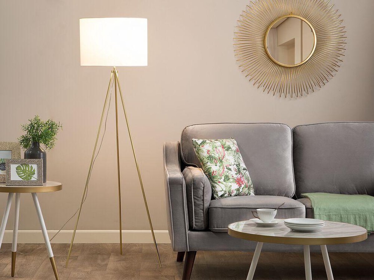 Beliani Vistula Staande Lamp Metaal 55 X 55 Cm - Wit