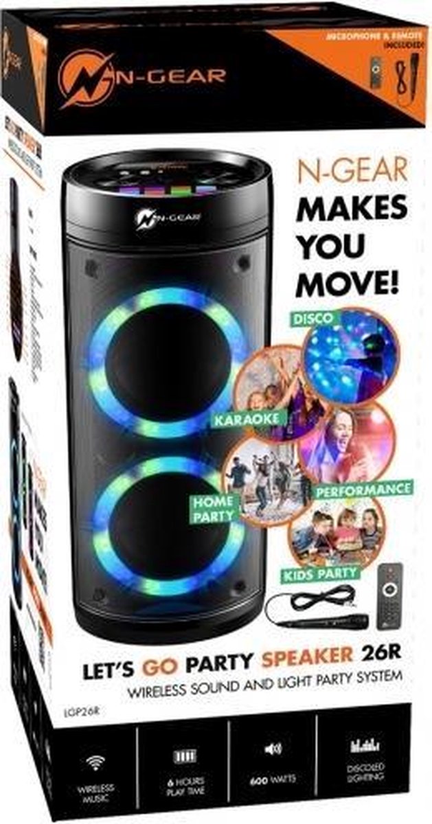 N-Gear LETSGO26R luidspreker Draadloos 40 W - Zwart