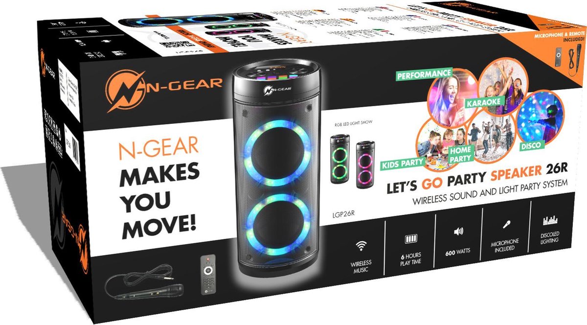 N-Gear LETSGO26R luidspreker Draadloos 40 W - Zwart