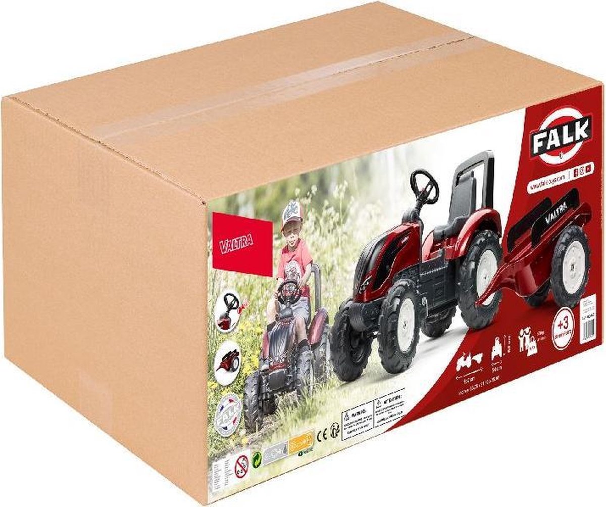 Falk Traptractor Met Aanhanger Valtra S4 162 Cm Donkerrood