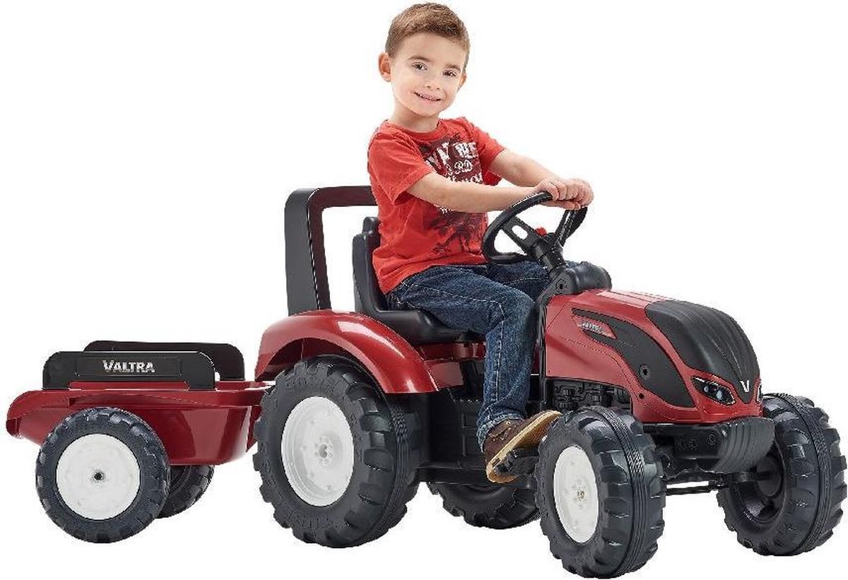 Falk Traptractor Met Aanhanger Valtra S4 162 Cm Donkerrood
