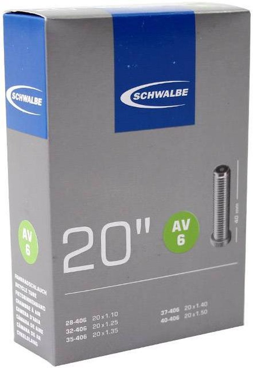 Schwalbe Binnenband 20 Inch (28/40 X 406) Av 40 Mm - Zwart