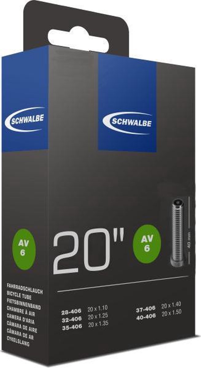 Schwalbe Binnenband 20 Inch (28/40 X 406) Av 40 Mm - Zwart