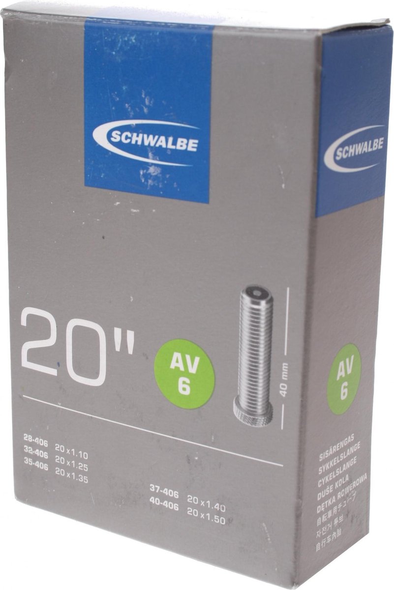 Schwalbe Binnenband 20 Inch (28/40 X 406) Av 40 Mm - Zwart