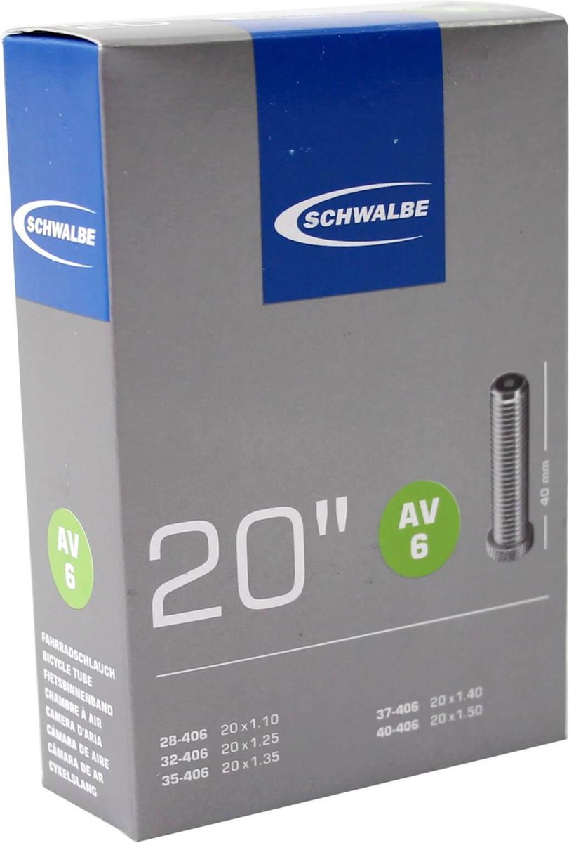 Schwalbe Binnenband 20 Inch (28/40 X 406) Av 40 Mm - Zwart
