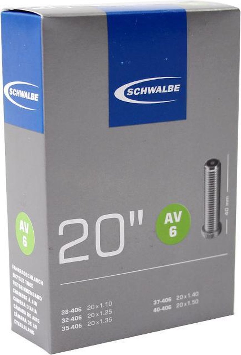 Schwalbe Binnenband 20 Inch (28/40 X 406) Av 40 Mm - Zwart