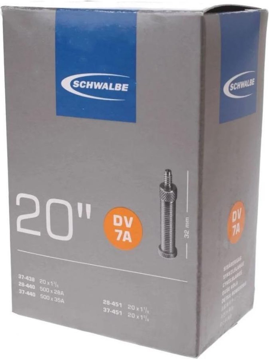 Schwalbe Binnenband 20 X 1 1/8-3/8 Inch (28/37-440/451) Dv 32 Mm - Zwart