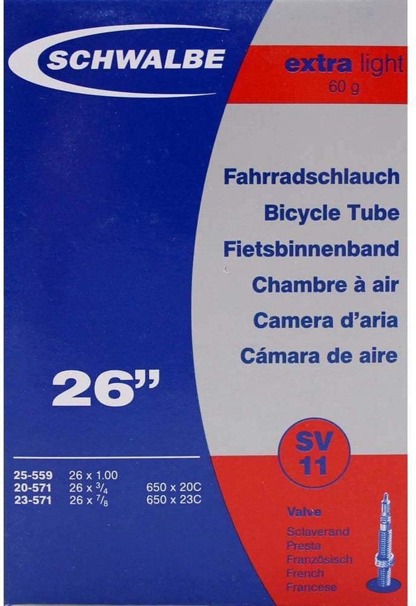 Schwalbe Binnenband 26 Inch (25-559 - 20/23-571) Fv 40 Mm - Zwart