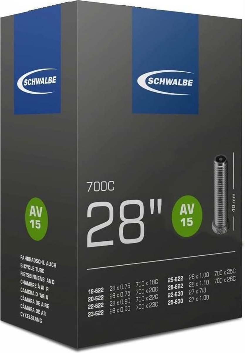 Schwalbe Binnenband Av15 28 Inch (18/28-622 22/25-630) Av 40 Mm - Zwart